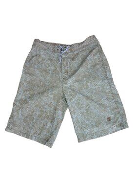 Timberland Swim Board Shorts Mens M Paisley Brown Beige Adjustable Drawstring
